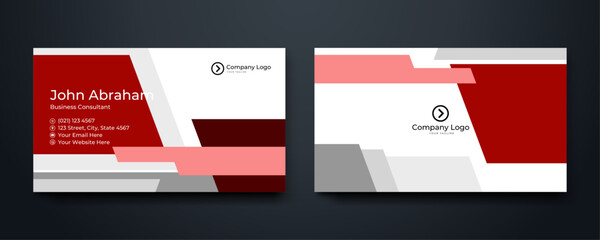 Wall Mural - Gray grey red and white vector modern abstract shapes corporate business card template