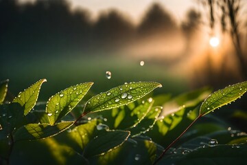 Poster - dew on the leaves