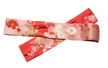 Beautiful Colorful Japanese Kimono Obi Sash Isolated On Transparent Background PNG.