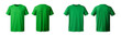 realistic set of male green t-shirts mockup front and back view isolated on a transparent background, cut out