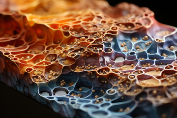 Poster - Cross-section of the skin abstract: This image shows the different layers of the skin, including the epidermis,  