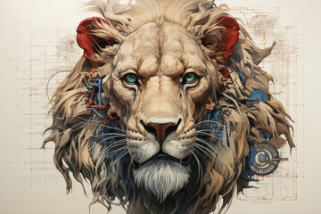 Poster - lion head on black