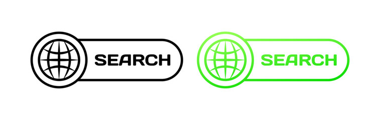 Poster - Search icons. Different styles, globe icon, search buttons. Vector icons