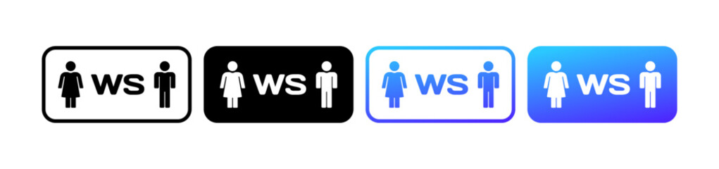 Poster - WS toilet signs. Different styles, WS sign icons. Vector icons