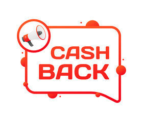 Poster - Cash back bubble. Flat, red, megaphone icon, cash back bubble. Vector icon