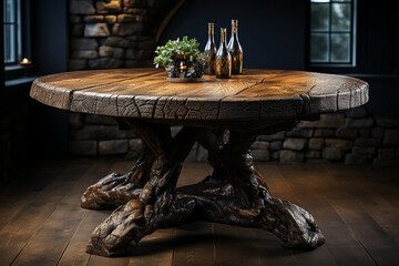 Poster - old oak wooden table Photography  