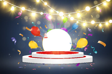 Poster - Christmas bright, beautiful lights, design elements. Glowing lights for design of Xmas greeting cards. Garlands, light Christmas decorations.
