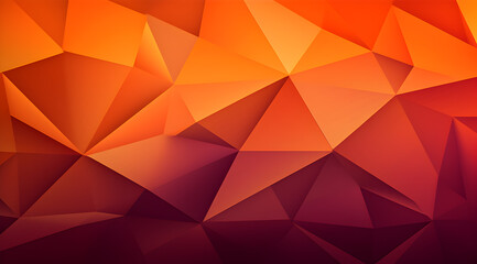 Poster - Abstract background with bright orange geometric triangles, giving a 3D effect.