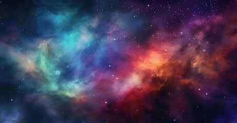 Night sky with stars. Universe filled with clouds, nebula and galaxy. Landscape with gradient blue and purple colorful cosmos with stardust and milky way. Magic color galaxy, space background