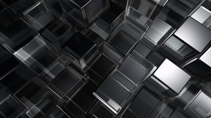 Wall Mural - abstract black and white digital cube background. Generative Ai.