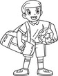 Soccer Boy with Sports Bag Isolated Coloring Page