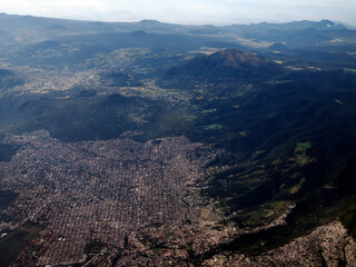 Wall Mural - mexico city aerial view landscape from airplane