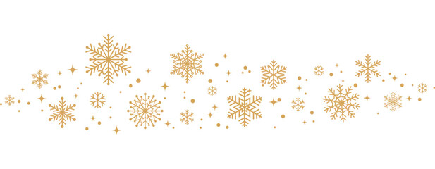 Wall Mural - christmas falling gold snowflakes isolated on white background, vector illustration for winter holid