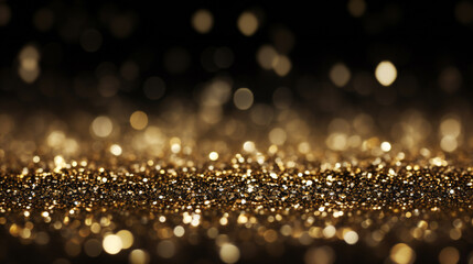 background of abstract glitter lights. gold and black. de focused. banner