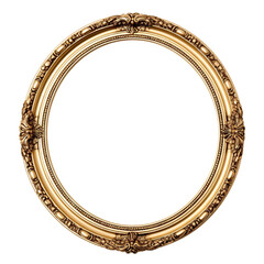 Oval golden frame with a decorative pattern, cut out