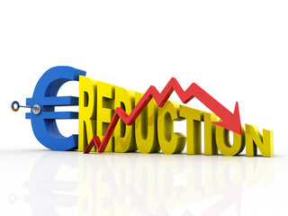 Poster - 3d rendering Stock market online business concept. deflation Graph with euro sign