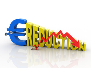 Poster - 3d rendering Stock market online business concept. deflation Graph with euro sign