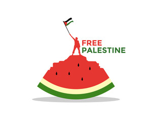 Wall Mural - Watermelon For Symbol Support Palestine With Patriot And Flag