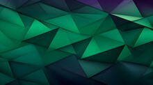 Abstract Green Wallpaper Background With Geometric Shapes. Futuristic Looking Backdrop.