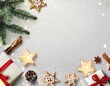 © Robert - Christmas background with Gifts, Glitter, Fir Twig, Christmas Cookies, Candles, Incense Cone.