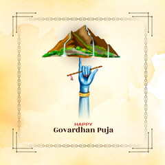 Happy Govardhan puja indian festival greeting card design