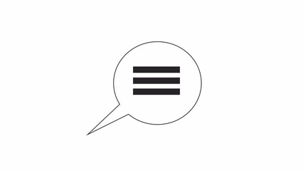Poster - Showing up speech cloud text bw 2D object animation. Message announcement, dialog box outline cartoon 4K video, alpha channel. Social conversation comment animated element isolated on white background