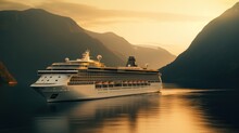 Large Cruise Ship In The Fjord Holidays And Summer