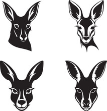  Kangaroo Logo Silhouette Set, Kangaroo Icon Set Vector Design