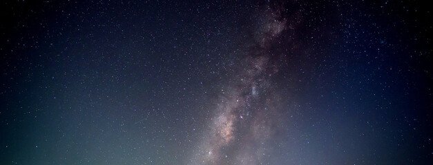 Wall Mural - panorama blue night sky milky way and star on dark background.universe filled with stars, nebula and