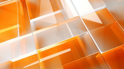 transparent mirror sheet overlap texture abstract background, orange and white color