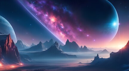 Wall Mural - Stellar scenery, galaxies, planets, space, futuristic world, space world, starscapes, interstellar, comets, asteroids, origin of the universe