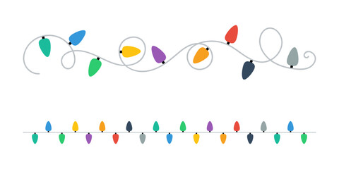 Wall Mural - christmas lights. christmas colorful lights. colorful garland light decoration. glowing bulb for xma