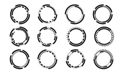 Poster - set of sci fi black circle user interface elements technology futuristic design modern creative on w