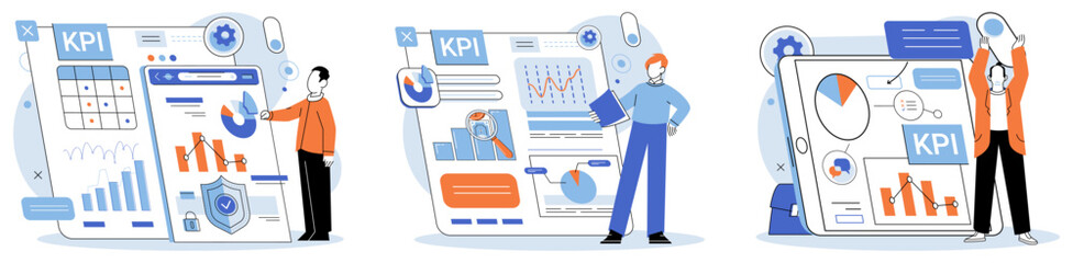 Fototapete - Analysis tool. Business intelligence. Vector illustration Statistics offer valuable insights into business performance Financial analysis helps in assessing financial health business Graphic