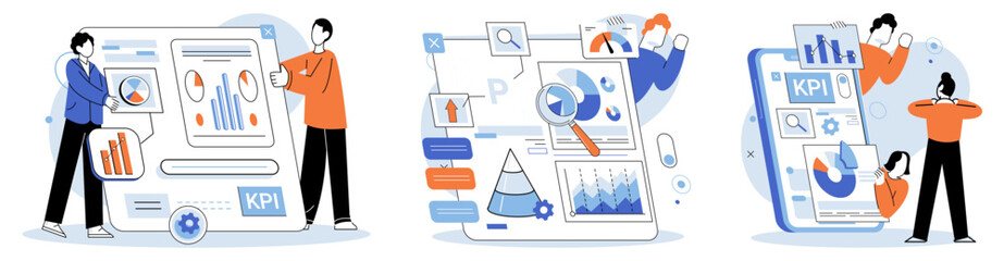 Fototapete - Analysis tool. Business intelligence. Vector illustration Digital platforms provide opportunities for business expansion Diagrams help in visualizing complex information and processes Statistics offer