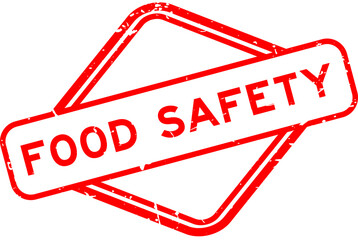 Wall Mural - Grunge red food safety word rubber seal stamp on white background