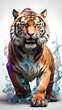 A big tiger comming from the water ai generative image