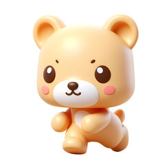 Wall Mural - 3d cute bear cartoon animal toy. Realistic 3d high quality isolated render	