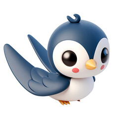 Wall Mural - 3d cute swallow cartoon animal toy. Realistic 3d high quality isolated render	