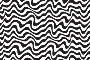 Aufkleber - Background with wavy lines. Twisted duo tone backgrounds. Abstract pattern from lines, halftone effect. Black and white texture. Minimalist design template for poster, banner, cover, postcard.	