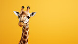 Fototapeta  - A giraffe on a yellow background