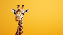 A Giraffe On A Yellow Background