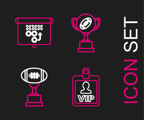 Wall Mural - Set line VIP badge, Award cup and American football ball, and Planning strategy concept icon. Vector