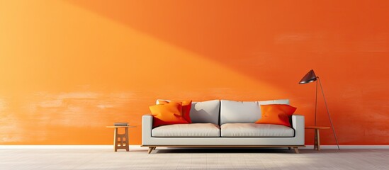 Wall Mural - The abstract pattern of the orange wallpaper provided a vibrant background reminiscent of a beach in summer with its textured appearance capturing the essence of nature and the sea while add