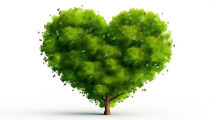 Canvas Print - Tree with heart-shaped and grass. Responsible consumption. Heart made from green leaves. Love of nature. Eco-friendly, ecology and zero waste concept. Isolated on white background