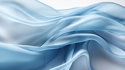 Aufkleber - Smooth elegant blue transparent cloth separated on white background. Texture of flying fabric.