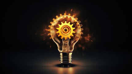 Poster - Idea development concept icon. Lightbulb with gear symbol. Creative process icon.
