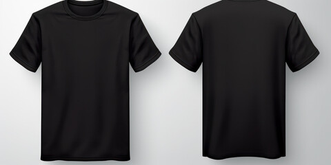 Wall Mural - Design-Ready Black T-Shirt: Front and Back Views. Ai generative