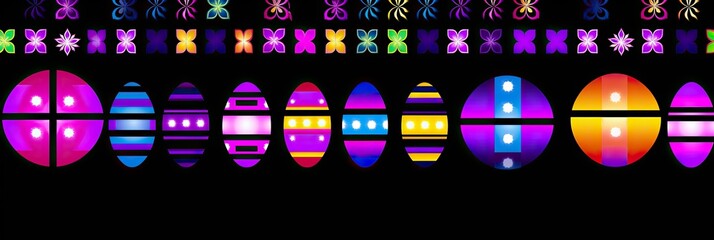 Poster - Vibrant Array of Neon Lit Easter Eggs  