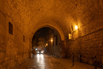 Wall Mural - Night street in the old city of Jerusalem, Israel.